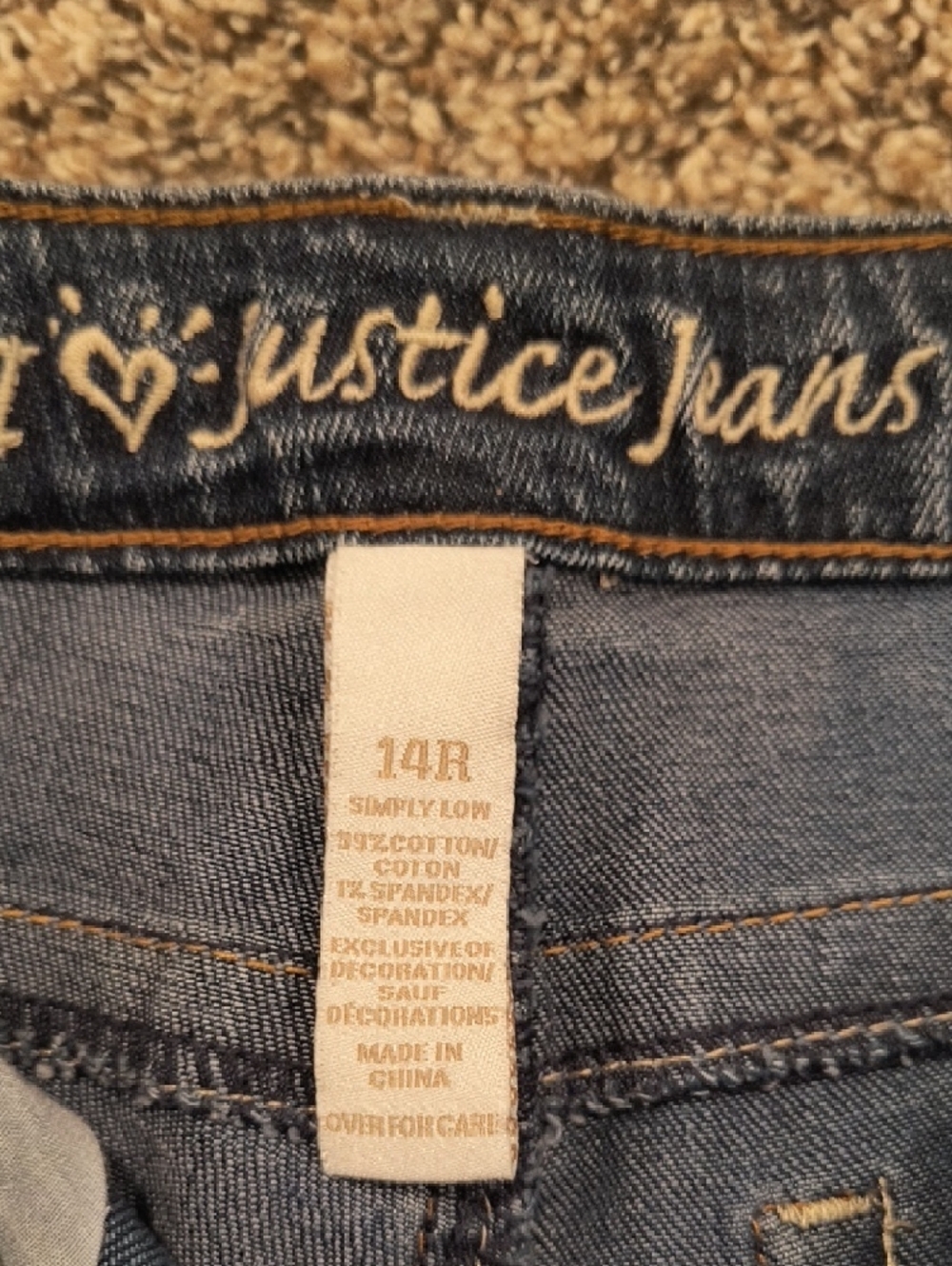 Justice Dark Blue Denim Jean Shorts with Frayed Hem - Picture 3 of 3
